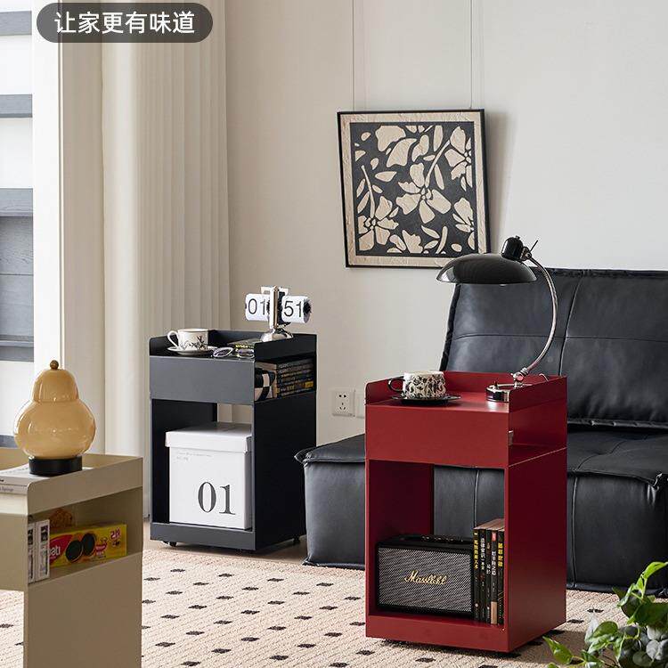 小四中移动边几家客厅用网折边边几茶几卧室古床头柜可移动红推车