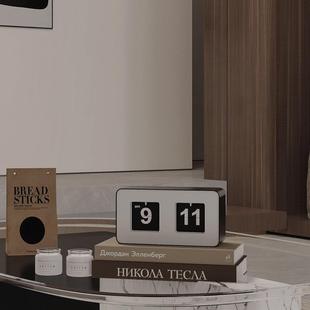 翻页Y315面数字时钟动学客生闹钟桌面自翻页钟桌复古摆件钟表创意