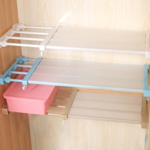 衣柜收纳分层打隔板房免钉孔置物架橱柜浴室可伸分隔SPG层缩架其