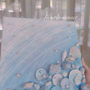 海UMB滩贝壳肌y理画di材料儿童手工黏石英砂土丙烯亲子建装 饰挂团