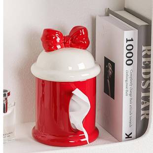 中古风高级陶瓷蝴蝶结纸巾巾908盒创意家用客厅感茶几摆纸件餐纸