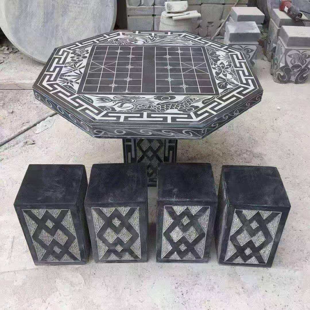 仿古中式青石石桌凳园石林庭院花园石公园石象棋PD264779石桌凳户