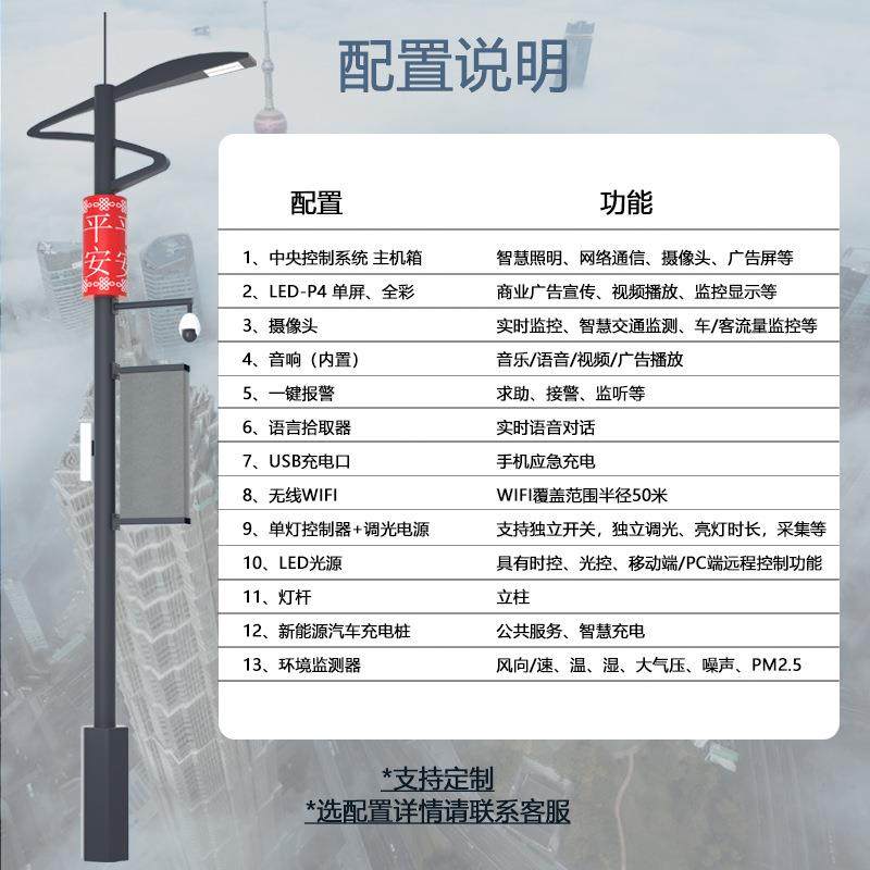 监智慧灯杆直销厂米家810m广告显示屏带摄像头控智慧LFV路灯