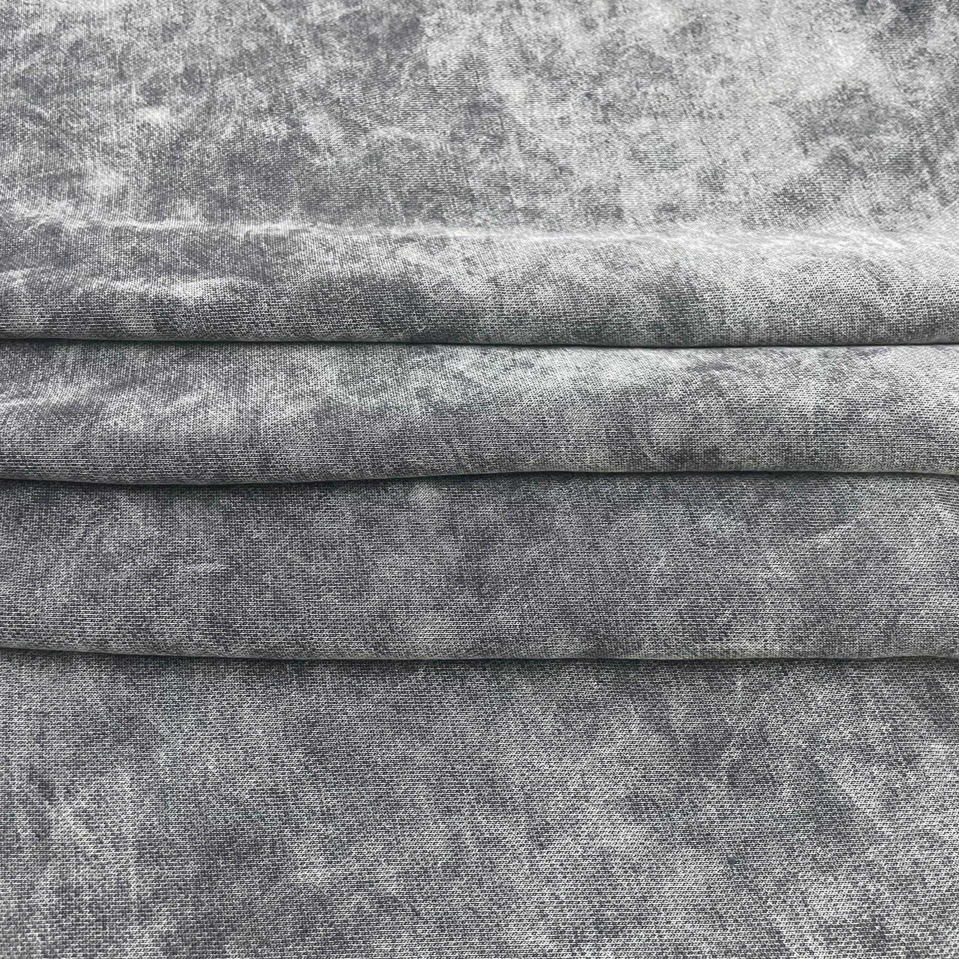 炒棉洗盐炒雪花卫衣涤布料320g棉蜡染布褪10支鱼鳞毛圈SEQ布现货