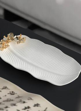 FYR陶瓷纯白长条形盘芭蕉盘盘陶瓷盘子盘酒店摆家用寿司鱼盘点心