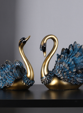 天鹅摆件酒柜装饰品欧式现代家居饰品客厅电视柜玄关工艺品摆设