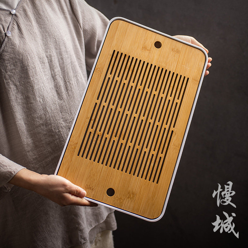 竹制茶盘小型密胺底托盘沥水茶台茶海家用功夫干泡盘储水方形简易