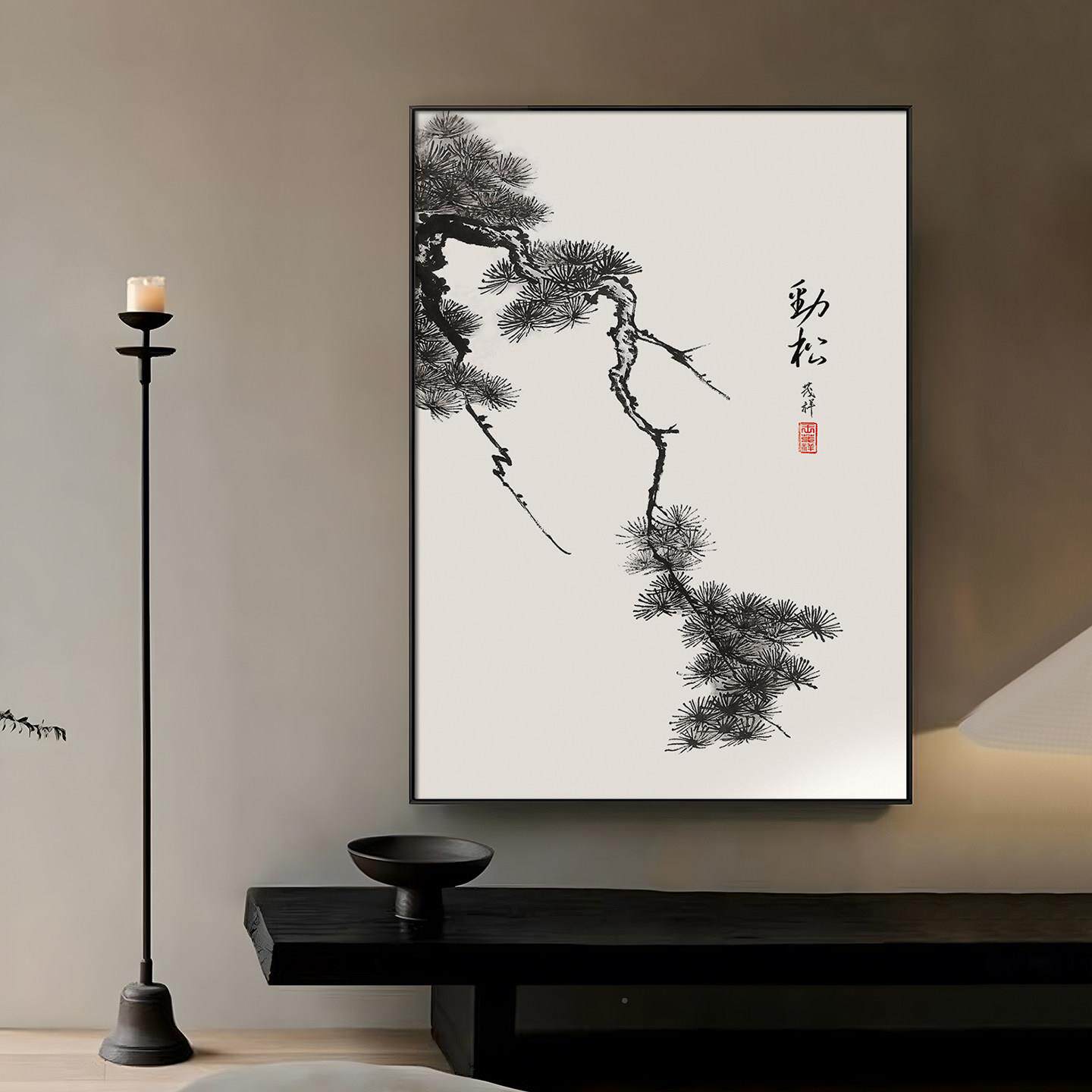 盈新式客厅装饰傲雪寒梅画国立体浮雕浩肌理画水墨中画沙发背景墙