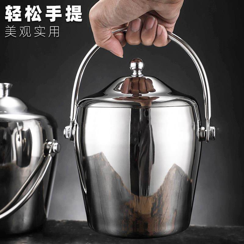 吧调酒酒双层不锈钢保温冰桶鼓形洋酒GMU啤酒酒吧冰桶桶带盖小冰