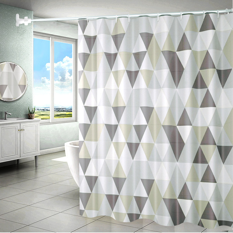 浴室防水浴帘布免打孔套装卫生间加厚挡水帘沐浴拉帘洗澡遮挡挂帘