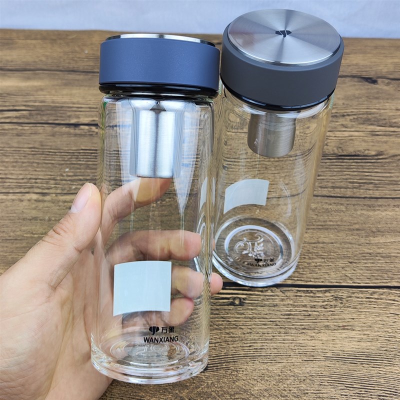新款万象玻璃杯单层加厚男士大容量可携式过滤泡茶杯家用喝水杯子
