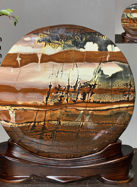 天然草花石风景国画石工艺品奇石观赏石画面石石头水墨画家居摆件