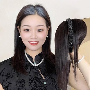 【遮白发箍补发片】真发遮盖大脑门自然刘海发箍一体增发量假发片