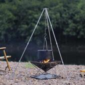 户外便携三脚架可调节野餐篝火架吊锅三角支架露营老式 吊壶悬挂架