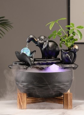 风水轮流水生财循环水摆件装饰客厅玄关乔迁新居礼品招财开业礼物