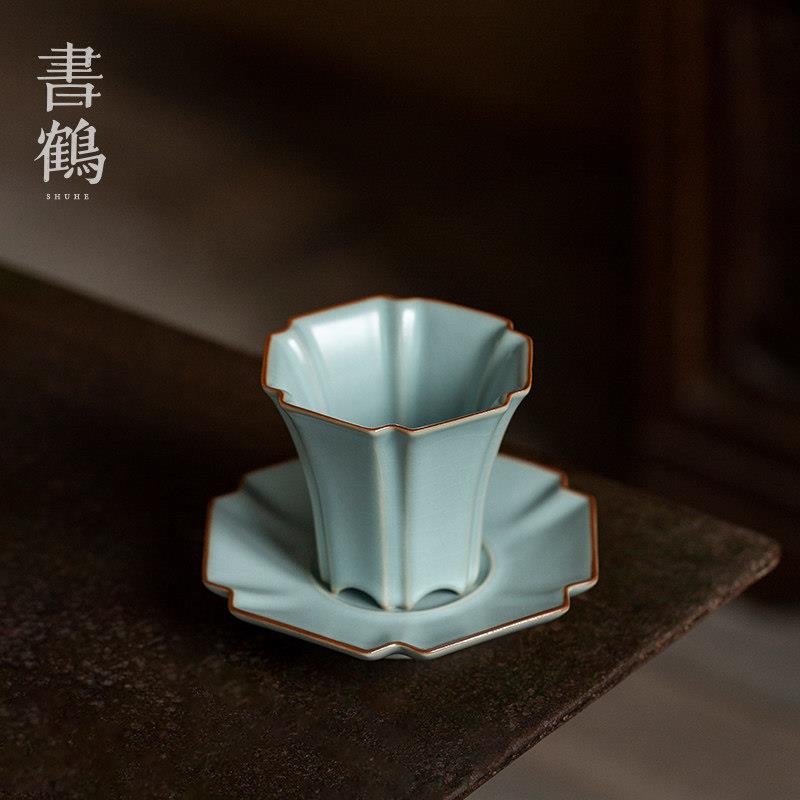 宋代茶盏汝瓷 天青色汝窑茶杯 中式品茗杯开片可养功夫茶具主人杯