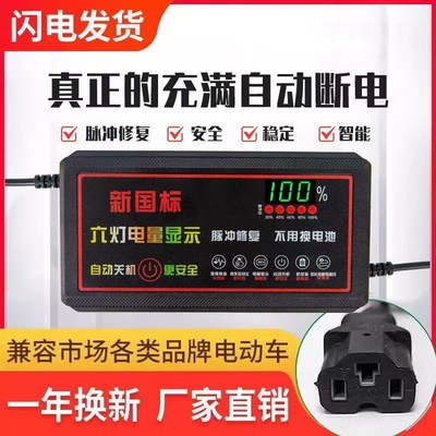 德国进口自动断电智能电动车电瓶充电器48V60V20AH72V快充二轮三