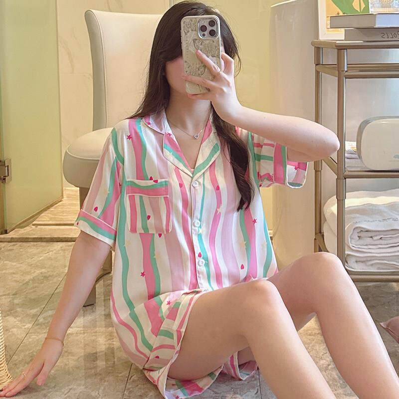 夏款棉绸睡衣女款夏季短袖短裤套装绵绸人造棉2024新款夏天开衫薄