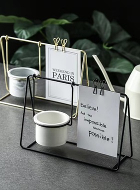 金色黑色铁艺摇篮花器创意秋千陶瓷花盆明信片相框架多肉植物盆栽