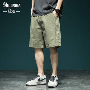 夏季 新款 休闲中裤 日系百搭工装 复古纯棉五分裤 男宽松大码 美式 短裤