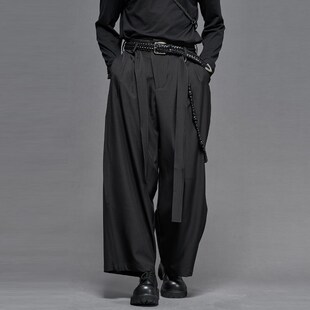 男女九分裤 暗黑宽松小众阔腿直筒西裤 日系山本耀司风新中式 剪裁
