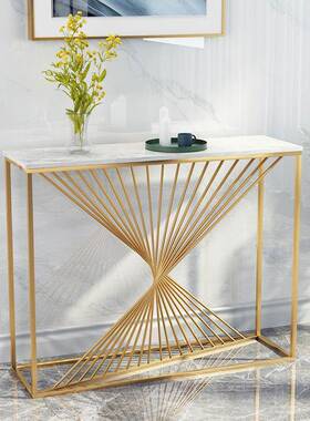 北厅欧代简约OBX大理石玄桌关铁艺客装饰玄关台隔断玄关柜边条现