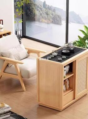 新式实木可移中动茶水柜柜茶桌边泡茶家用DBC烧水壶台一体沙发边
