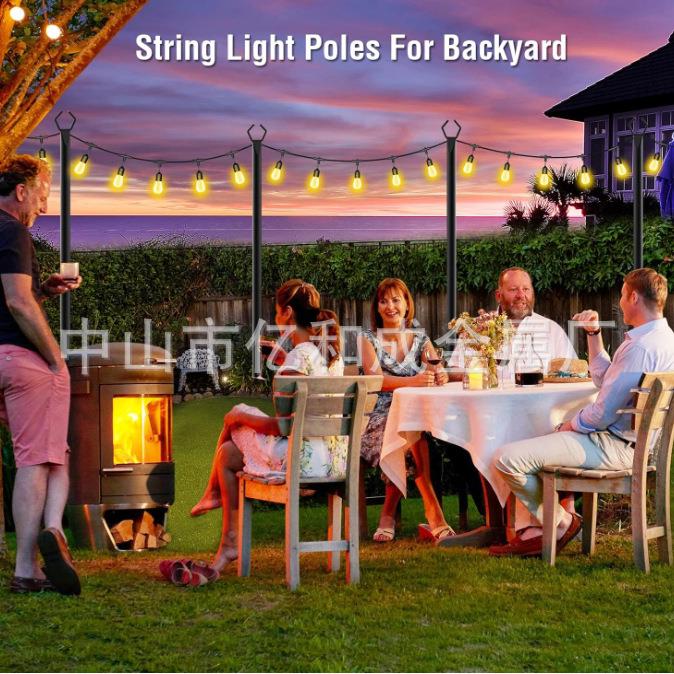 牧YSW羊户外灯串支撑钩属杆日灯节串支架庭院照明金杆黑色金属地