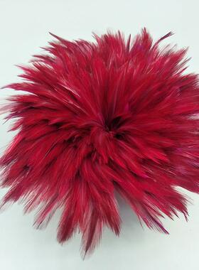 头源花厂家直染销5-6红项黑色鸡毛头饰帽材料羽毛KXM色采耳服装辅
