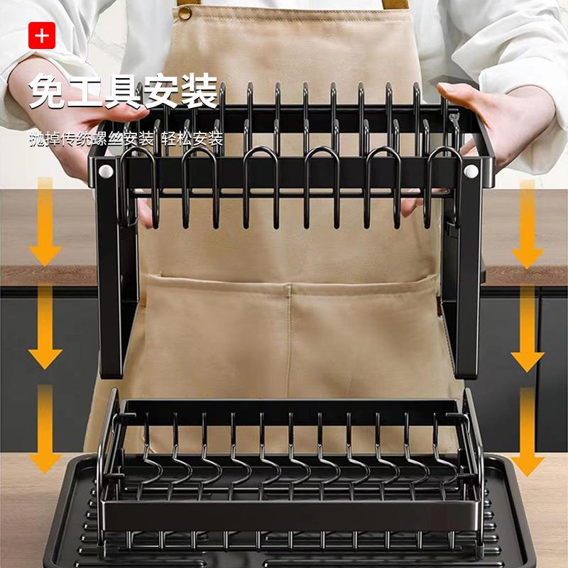 厨房叠碗架可旋转沥水托盘篮家用功能双层碗厨房碗盘折多碟刀筷置