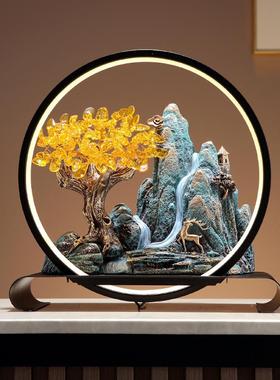 新中式视高居山流水家摆件客玄关厅书房茶几电柜装饰乔高山流水迁