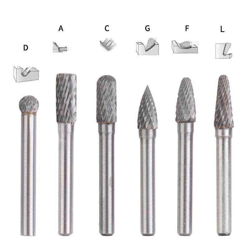 钨磨钢磨头硬A质合金旋转锉打磨刀钨钢滚磨刀FCDG6*85件套套装打