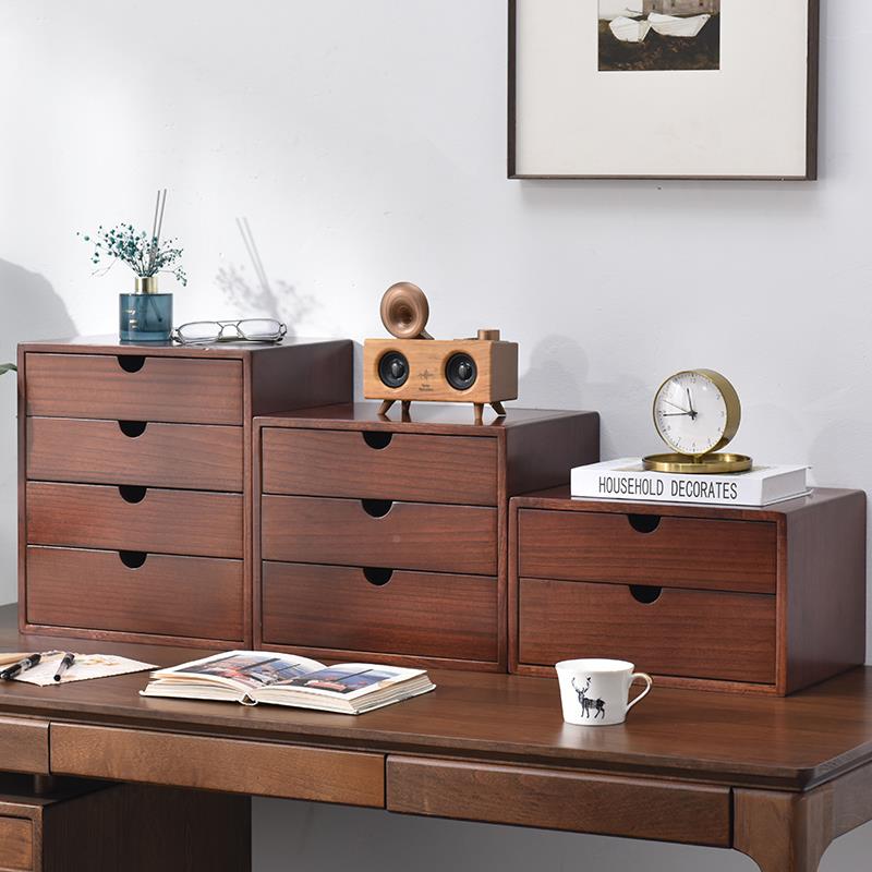 ft实木桌面收盒抽屉式多桌层上收FEG纳柜纳办公室杂物件文学生储