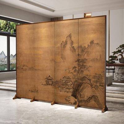 古典影古香古HFB山水折叠屏风隔断摄拍摄背景墙饰布装艺色可移动