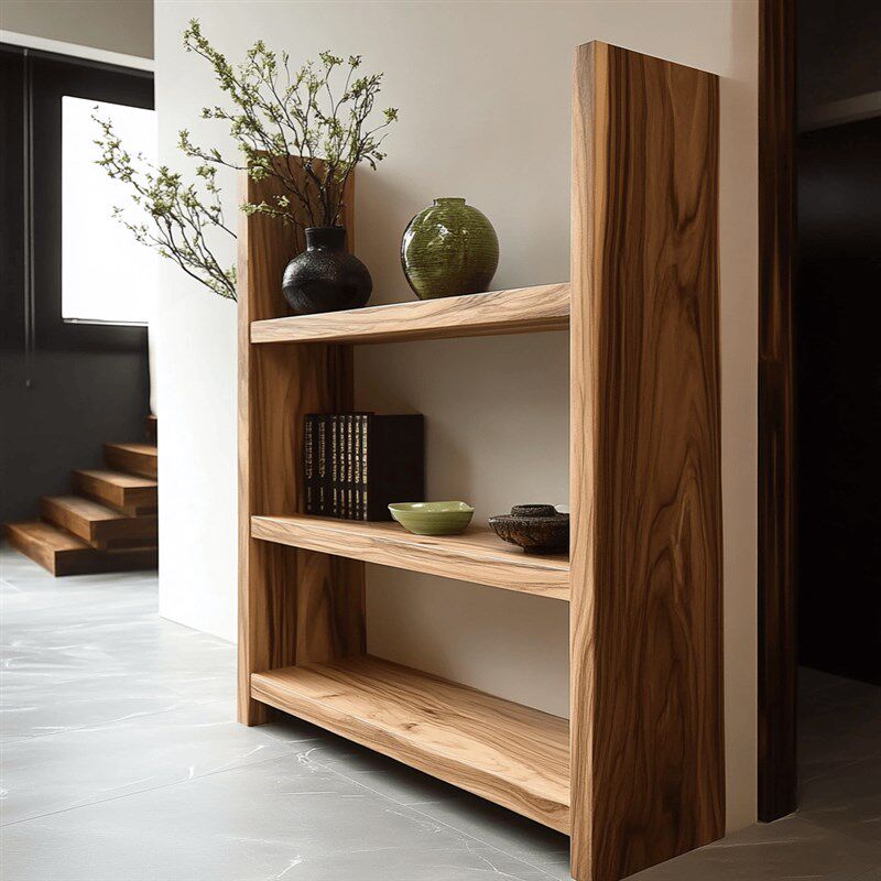 天然原木复古实木书架落地书柜陈列架客厅卧室置物架阳台盆栽花架