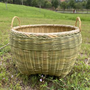 竹筐馒头筐竹编收纳筐竹篓子大号箩筐竹篮子米筐超市展示筐带盖子