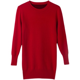 加绒加厚一体绒毛衣女冬季中长款宽松外穿半高领打底衫女秋冬内搭