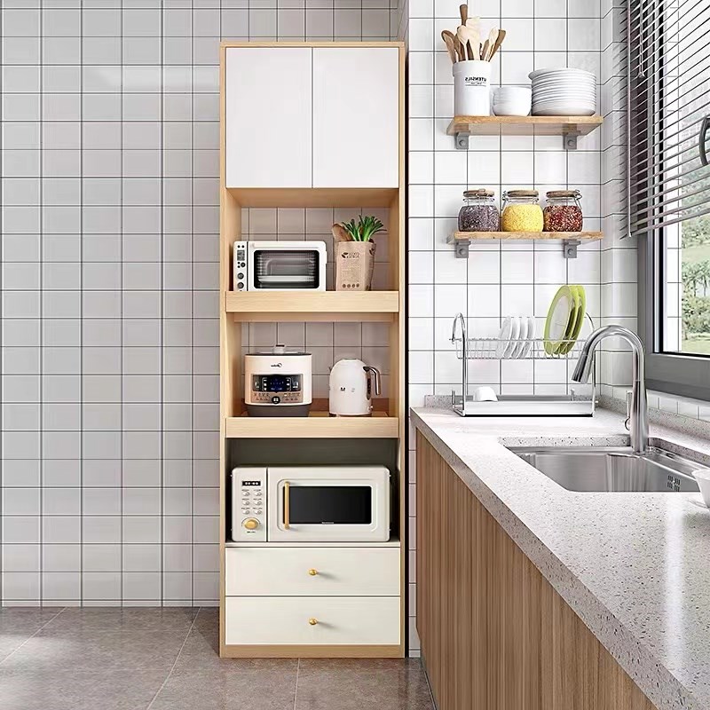 实木餐边柜极窄型高柜一体靠墙微波炉置物柜厨房转角架小户型餐厅