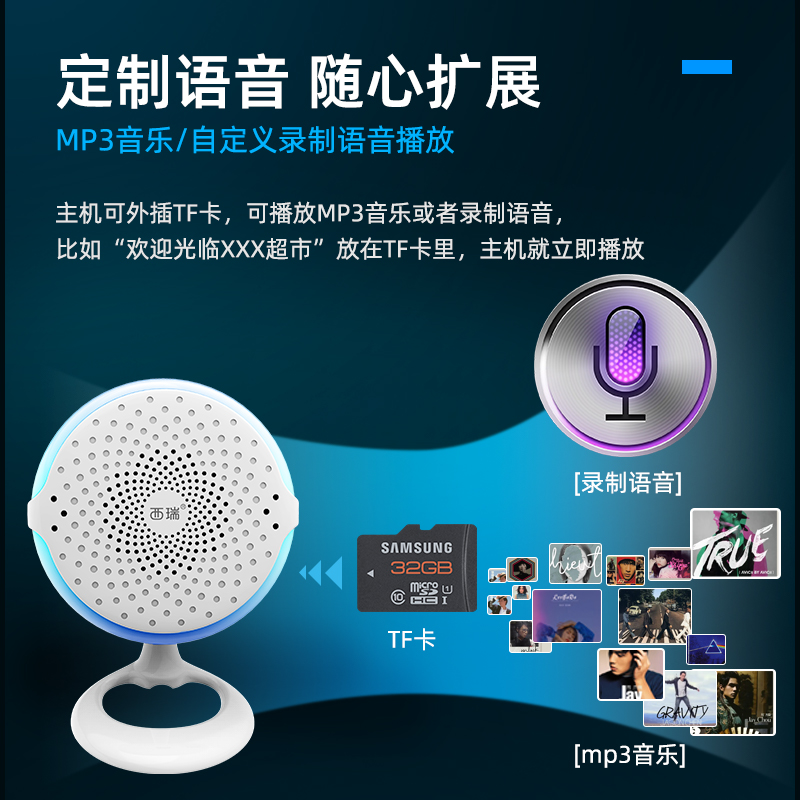 智能可定制语音门铃家用商用免插电简易一拖三远距离大音量呼叫器