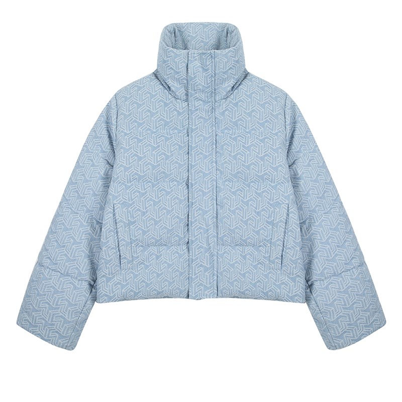 LOSTCTRL忧郁的兰斯牛仔立体提花羽绒服男女冬季加厚保暖外套