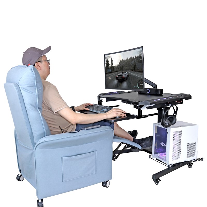 移动升降电竞桌太空舱电脑桌升降书桌气动升降移动方便站坐躺交替