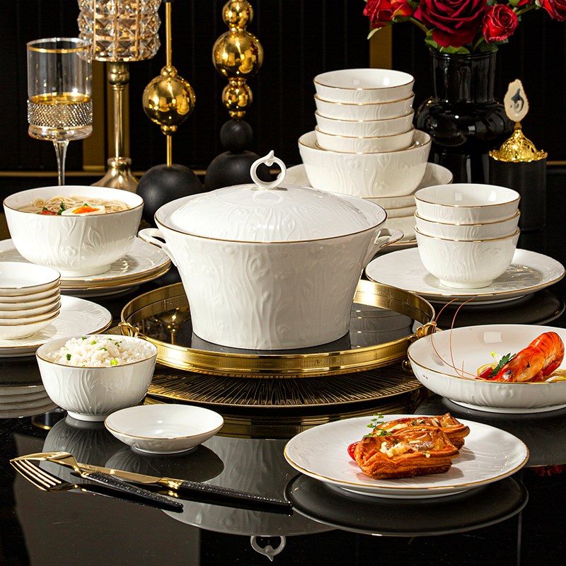 餐具套装陶瓷碗家用2024新款饭碗高颜值碗具碗碟盘筷瓷器乔迁礼盒