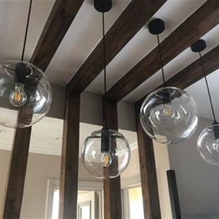 北欧简约复式楼梯灯透明玻璃圆球长吊灯 美式别墅客厅餐厅大堂灯