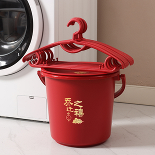 乔迁喜字塑料桶结婚手提带盖喜桶女方嫁妆婚庆米桶子孙桶家用水桶