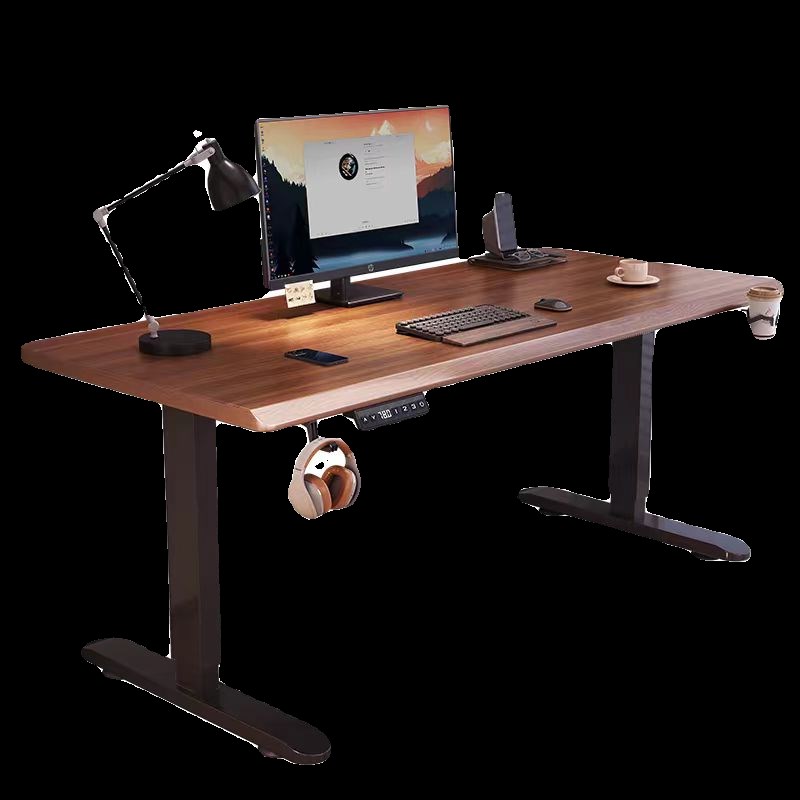 橡胶木桌面智能电动升降办公桌可升降电脑桌电竞学习书桌工作台子