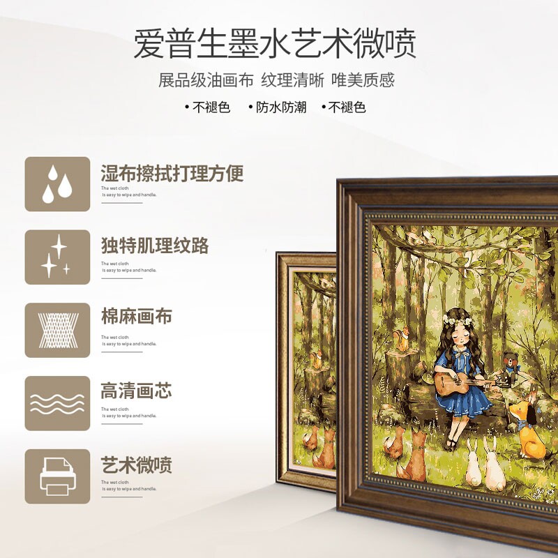 治愈系装饰画美式玄关挂画2022新款森林女孩竖版走廊过道壁画法式