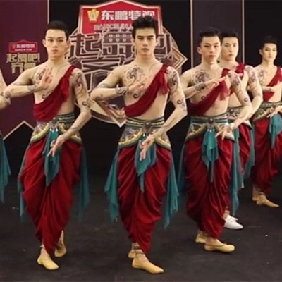 男古典飞天敦煌舞石壁绝响舞蹈服装中国汉服琵琶演出民族舞服群舞