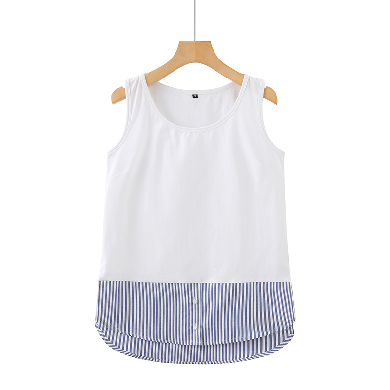 2021秋冬新款女圆领拼接假下摆衬衫打底衫全棉假两件内搭背心裙