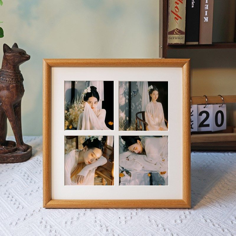 五月画馆实木宫格油画水彩画框来图来照片定制简易古装中日式相框