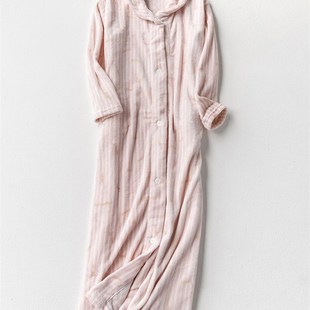 法兰绒睡袍女可爱秋冬季女生加长款加厚珊瑚绒睡裙长袖浴袍睡衣